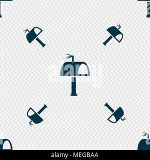 Mailbox icon sign. Seamless pattern with geometric texture. Vector illustration Stock Vector