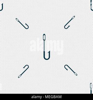 Fishing hook icon sign. Seamless pattern with geometric texture. Vector illustration Stock Vector