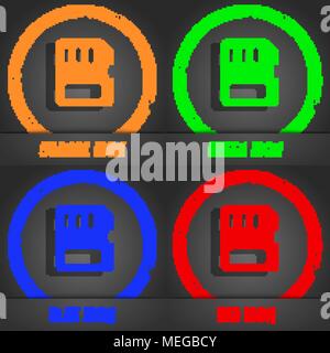 compact memory card  icon symbol. Fashionable modern style. In the orange, green, blue, green design. Vector illustration Stock Vector