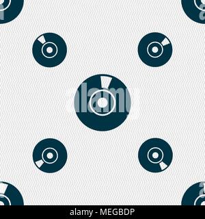 CD or DVD icon sign. Seamless pattern with geometric texture. Vector illustration Stock Vector