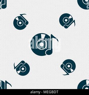 CD or DVD icon sign. Seamless pattern with geometric texture. Vector illustration Stock Vector
