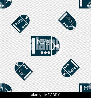 mp3 player icon sign. Seamless pattern with geometric texture. Vector illustration Stock Vector