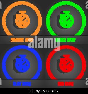 Timer, stopwatch  icon symbol. Fashionable modern style. In the orange, green, blue, green design. Vector illustration Stock Vector