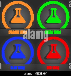 Conical Flask  icon symbol. Fashionable modern style. In the orange, green, blue, green design. Vector illustration Stock Vector