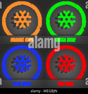 snowflake  icon symbol. Fashionable modern style. In the orange, green, blue, green design. Vector illustration Stock Vector