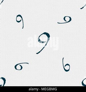 number Nine icon sign. Seamless pattern with geometric texture. Vector illustration Stock Vector