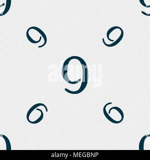 number Nine icon sign. Seamless pattern with geometric texture. Vector illustration Stock Vector