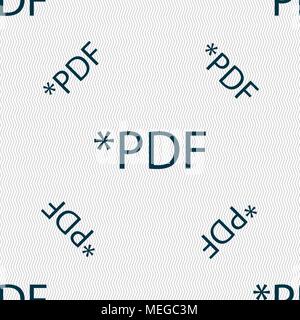 PDF file document icon. Download pdf button. PDF file extension symbol. Seamless pattern with geometric texture. Vector illustration Stock Vector