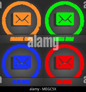Mail, envelope, letter icon symbol. Fashionable modern style. In the orange, green, blue, green design. Vector illustration Stock Vector