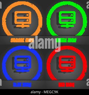Server icon symbol. Fashionable modern style. In the orange, green, blue, green design. Vector illustration Stock Vector