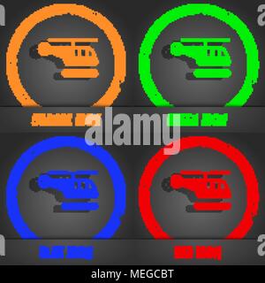helicopter icon symbol. Fashionable modern style. In the orange, green, blue, green design. Vector illustration Stock Vector