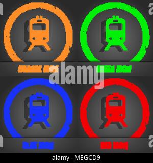 train icon symbol. Fashionable modern style. In the orange, green, blue, green design. Vector illustration Stock Vector