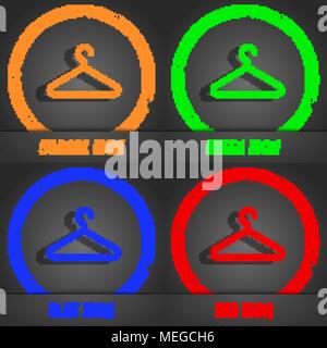 clothes hanger icon symbol. Fashionable modern style. In the orange, green, blue, green design. Vector illustration Stock Vector