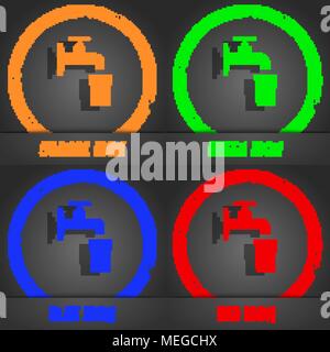 faucet, glass, water icon symbol. Fashionable modern style. In the orange, green, blue, green design. Vector illustration Stock Vector