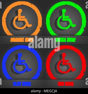 disabled icon symbol. Fashionable modern style. In the orange, green, blue, green design. Vector illustration Stock Vector