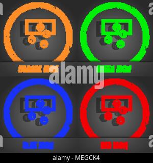currencies of the world icon symbol. Fashionable modern style. In the orange, green, blue, green design. Vector illustration Stock Vector