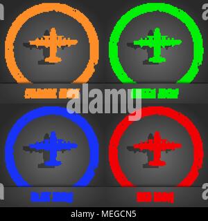 aircraft icon symbol. Fashionable modern style. In the orange, green, blue, green design. Vector illustration Stock Vector