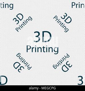 3D Print sign icon. 3d-Printing symbol. Seamless pattern with geometric texture. Vector illustration Stock Vector