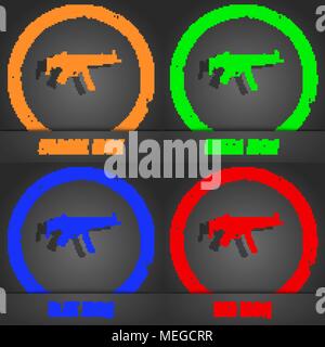 machine gun icon symbol. Fashionable modern style. In the orange, green, blue, green design. Vector illustration Stock Vector