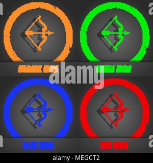 bow and arrow icon symbol. Fashionable modern style. In the orange, green, blue, green design. Vector illustration Stock Vector