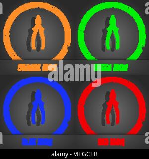 pliers icon symbol. Fashionable modern style. In the orange, green, blue, green design. Vector illustration Stock Vector