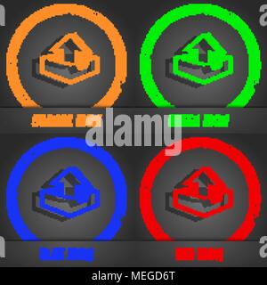 Upload icon symbol. Fashionable modern style. In the orange, green, blue, green design. Vector illustration Stock Vector