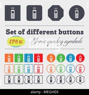 the remote control icon sign. Big set of colorful, diverse, high-quality buttons. Vector illustration Stock Vector