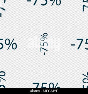 75 percent discount sign icon. Sale symbol. Special offer label. Seamless abstract background with geometric shapes. Vector illustration Stock Vector