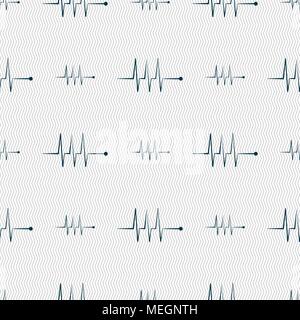 Cardiogram monitoring sign icon. Heart beats symbol. Seamless abstract background with geometric shapes. Vector illustration Stock Vector