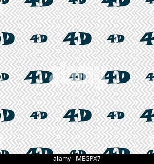 4D sign icon. 4D New technology symbol. Seamless abstract background with geometric shapes. Vector illustration Stock Vector