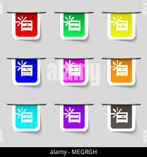 digital Alarm Clock icon sign. Set of multicolored modern labels for your design. Vector illustration Stock Vector
