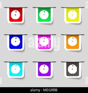 CD or DVD icon sign. Set of multicolored modern labels for your design. Vector illustration Stock Vector