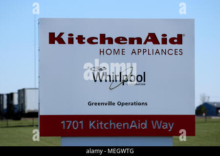 Greenville - Circa April 2018: KitchenAid Greenville operations factory, where Whirlpool produces KitchenAid brand mixers, hand mixers and blenders I Stock Photo