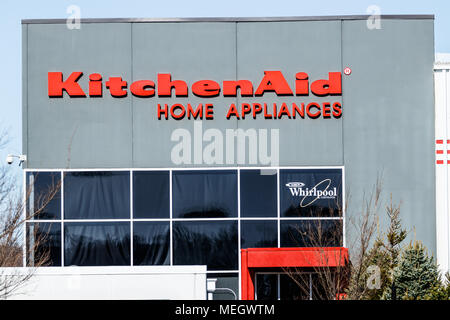 Greenville - Circa April 2018: KitchenAid Greenville operations factory, where Whirlpool produces KitchenAid brand mixers, hand mixers and blenders II Stock Photo