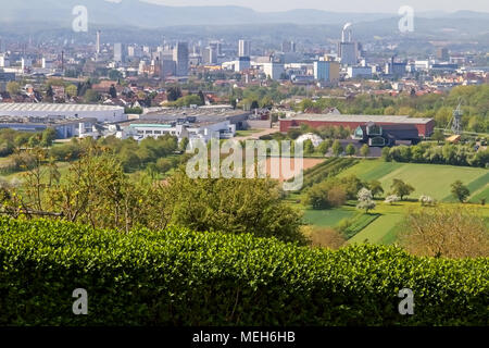 Elevated view of The Vitra Campus and factory. Weil am Rhein, Germany Stock Photo