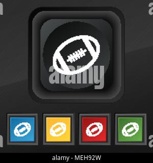 Football icon symbol. Set of five colorful, stylish buttons on black ...