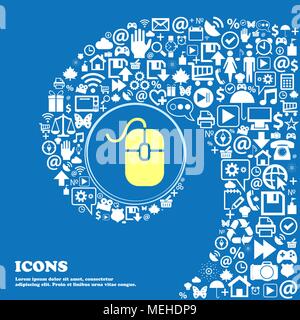 Computer mouse icon . Nice set of beautiful icons twisted spiral into the center of one large icon. Vector illustration Stock Vector
