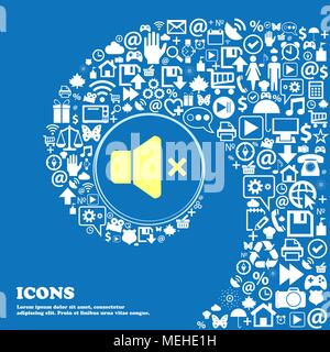 No Volume icon . Nice set of beautiful icons twisted spiral into the center of one large icon. Vector illustration Stock Vector