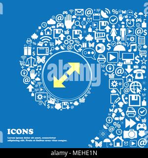 Full screen icon . Nice set of beautiful icons twisted spiral into the center of one large icon. Vector illustration Stock Vector