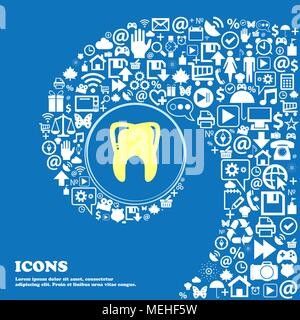 Tooth symbols. Nice set of beautiful icons twisted spiral into the center of one large icon. Vector illustration Stock Vector