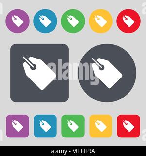 Web stickers, tags and banners icon sign. A set of 12 colored buttons. Flat design. Vector illustration Stock Vector