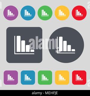 Infographic icon sign. A set of 12 colored buttons. Flat design. Vector ...