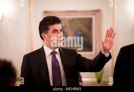 22 April 2018, Erbil, Iraq: Nechirvan Barzani, Prime Minister of the Kurdistan Region of Iraq. Photo: Kay Nietfeld/dpa Stock Photo