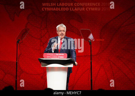 Welsh Labour Conference, Llandudno, UK, 21 April 2018. Carwyn Jones, Welsh Labour Leader addresses conference. Credit: Sean Pursey/Alamy Live News Stock Photo
