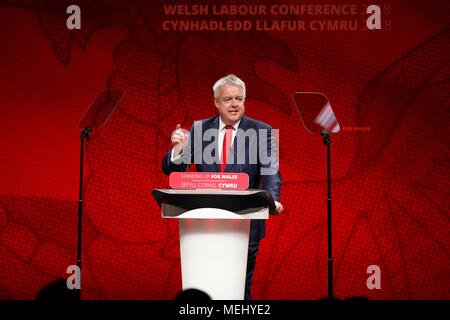 Welsh Labour Conference, Llandudno, UK, 21 April 2018. Carwyn Jones, Welsh Labour Leader addresses conference. Credit: Sean Pursey/Alamy Live News Stock Photo
