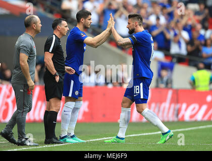 L-R Chelsea's Olivier Giroud and Chelsea's Alvaro Morata during the FA ...