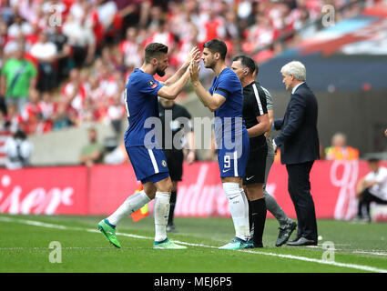 L-R Chelsea's Olivier Giroud and Chelsea's Alvaro Morata during the FA ...