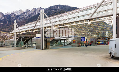 Chur, Switzerland - 3 March, 2017: Post Bus station in Chur. Post Bus Switzerland (German: PostAuto Schweiz) is a subsidiary company of the Swiss Post Stock Photo