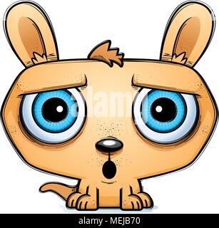 A cartoon illustration of a little kangaroo looking surprised. Stock Vector