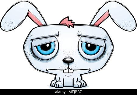 A cartoon illustration of a rabbit looking depressed. Stock Vector